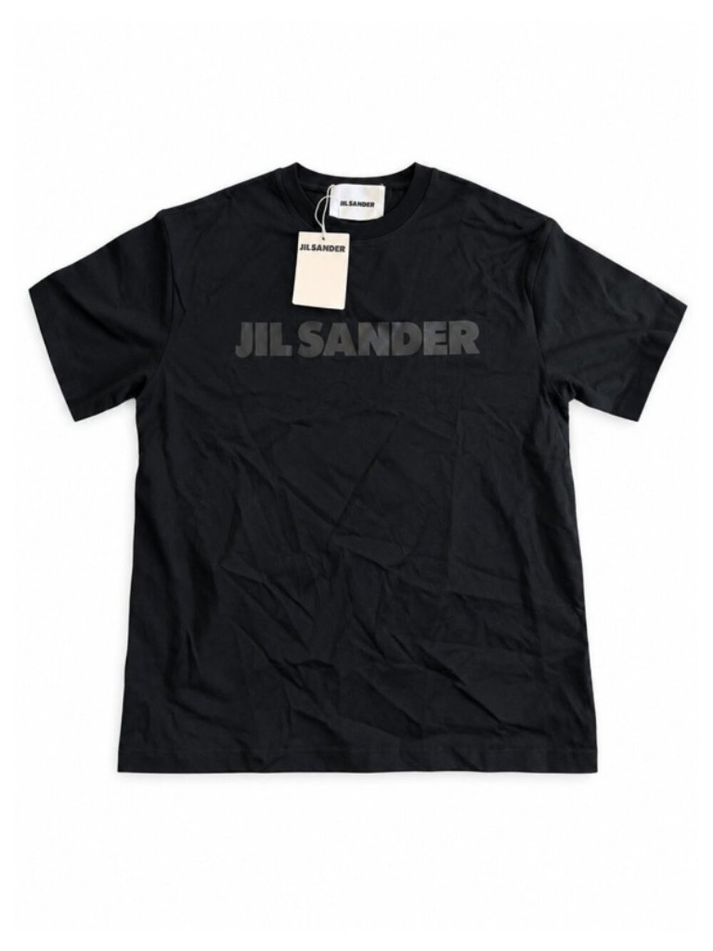 Jil Sander Black Tonal Logo Cotton T-Shirt Size S